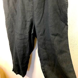 J Jill Love Linen Black Linen Crop Pants